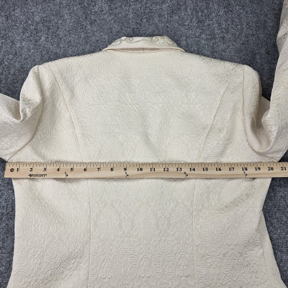 Vintage Hobby Horse Blazer Womens Large Cream Brocade Beaded Metallic Made USA - Picture 8 of 16